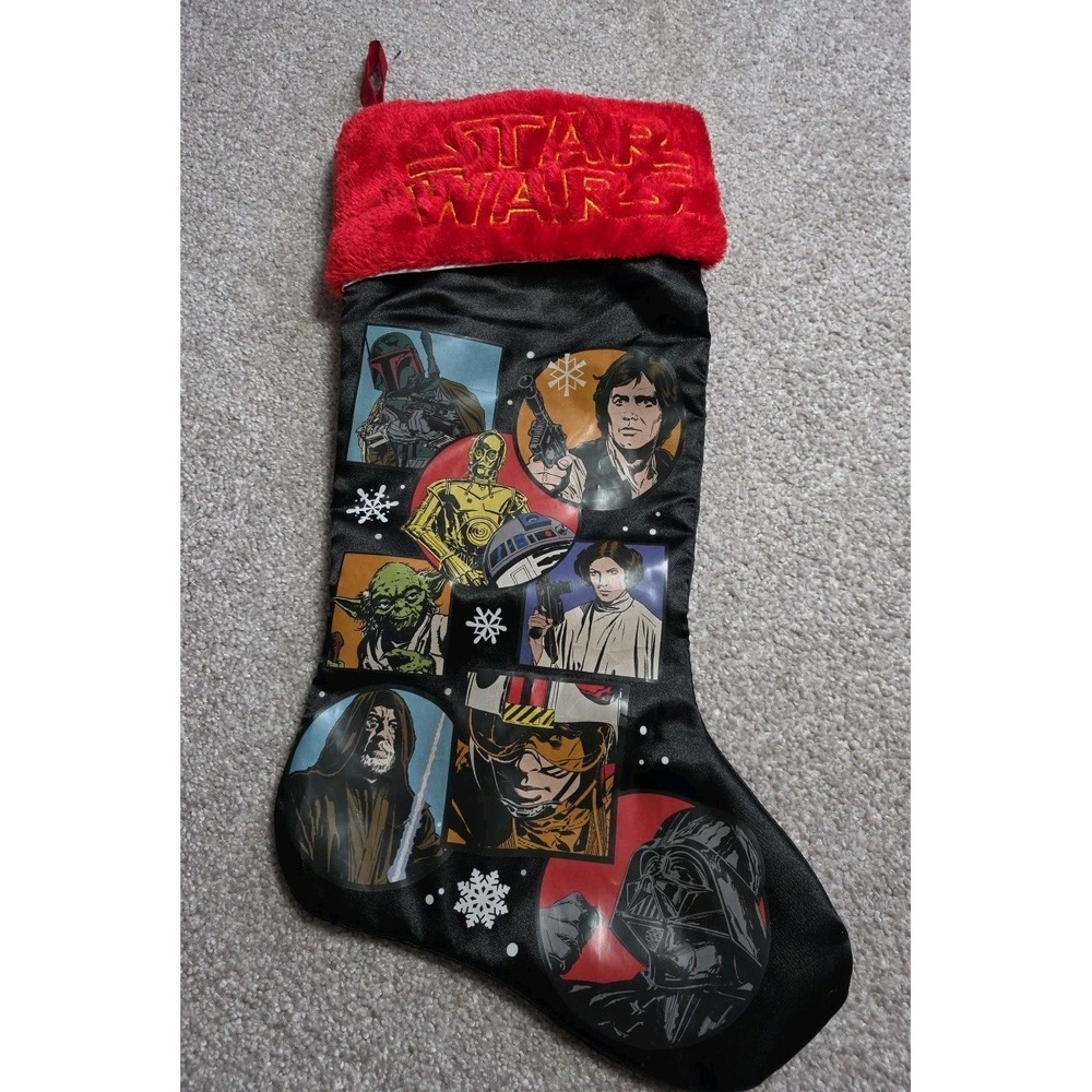 Star Wars Christmas Black Stocking Han Princess Obie Vader 3CPO Yoda Luke Boba
